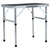 Masă camping pliabilă vidaXL, aluminiu/MDF, 60x45cm, gri - Portabilă, Ușoară, Picnic, Grădină