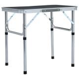 Masă de camping pliabilă, gri, 60 x 45 cm, aluminiu