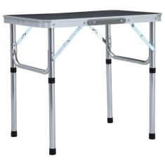 Masă de camping pliabilă, gri, 60 x 45 cm, aluminiu