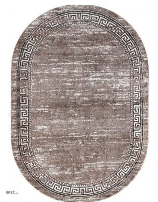 Covor Oval Model Mira 24001-121, Marime 60 x 110 cm, Maro, Bej, Inaltime Fir 6 mm, Antialergic, Polipropilena, Living, Dormitor, Sufragerie, Birou foto