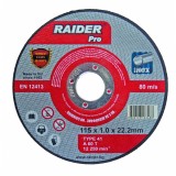 Disc pentru taiere metal 115x1.0x22.2 mm Raider Pro, pentru otel si inox