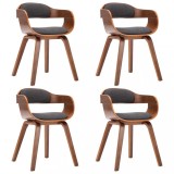 Scaun de bucatarie, 4 buc., gri inchis, textil si lemn curbat