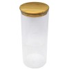 Recipient din sticla borosilicata Pufo Taste pentru zahar, cafea, ceai sau condimente, cu capac ermetic din bambus, 1.4L
