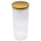 Recipient din sticla borosilicata Pufo Taste pentru zahar, cafea, ceai sau condimente, cu capac ermetic din bambus, 1.4L