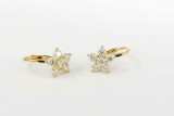 Cercei Floricica din Argint 925 Aurit cu Tortite si Zirconii - Stil Feminin, Bijuterii Dama