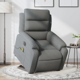 vidaXL Fotoliu electric masaj rabatabil cu ridicare, gri &icirc;nchis textil