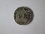 Curacao colonie olandeză 1/4 Gulden 1944 argint, America Centrala si de Sud