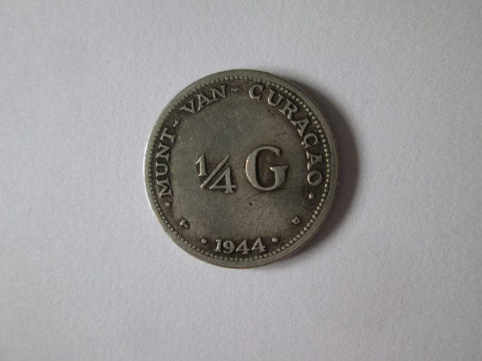 Curacao colonie olandeză 1/4 Gulden 1944 argint