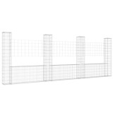 Cumpara ieftin Cos gabion in forma de U cu 4 stalpi, 380x20x150 cm, fier