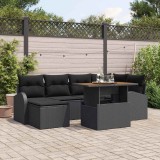 Cumpara ieftin Set de canapele pentru grădină cu perne din rattan polipropilenă, negru, 7 piese.