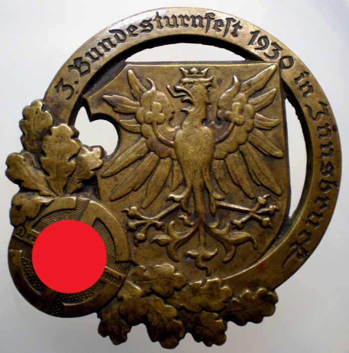 I.347 INSIGNA 3. BUNDESTURNFEST 1930 IN INNSBRUCK DEUTSCHER TURNERBUND
