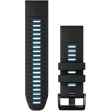 Curea ceas smartwatch Garmin, 26mm, QuickFit, Silicon, Black/Cirrus Blue