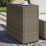 Cumpara ieftin Masă laterală grădină, blat sticlă, gri 58x27,5x55 cm poliratan