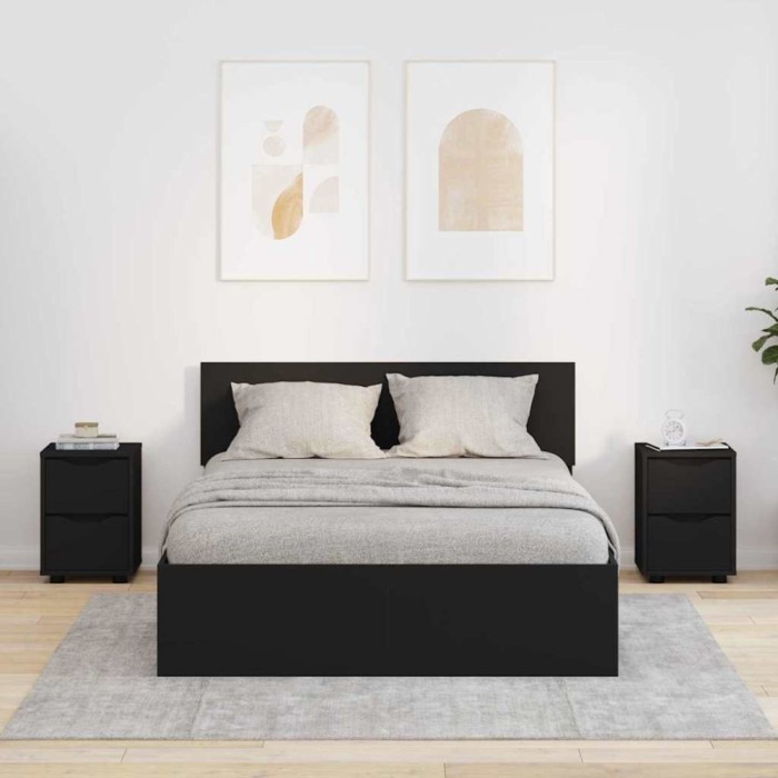 vidaXL Mese de noptieră 2 pcs Negru 30,5 x 30 x 43 cm Lemn compozit 888800