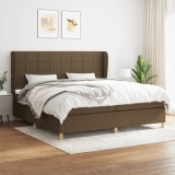 Cumpara ieftin Pat box spring cu saltea, maro &icirc;nchis, 200x200 cm, textil