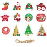 Set decoratiuni de craciun pentru brad, flippy, modele variate, sfoara inclusa, 12 piese, 6 x 7 cm, model b, multicolor