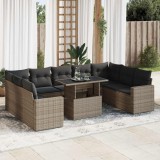 Gossi set mobilier de gradina cu perne, 10 piese, gri, poliratan