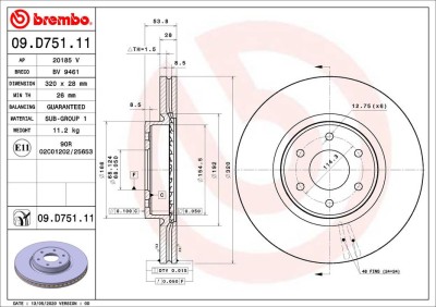 BREMBO 09.D751.11 PRIME LINE - UV Coated Disc frana foto
