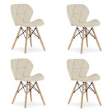 Set 4 scaune stil scandinav, Artool, Lago, catifea, lemn, bej, 47x52x74 cm GartenVIP DiyLine