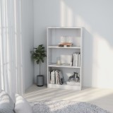 VidaXL Bibliotecă cu 3 rafturi, alb, 60x24x109 cm, lemn compozit