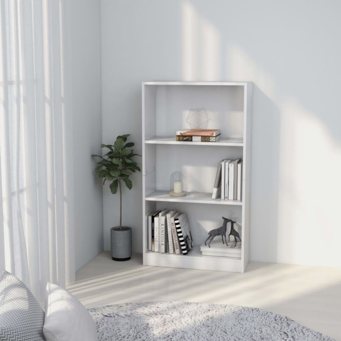 vidaXL Bibliotecă cu 3 rafturi, alb, 60x24x109 cm, lemn compozit 800864