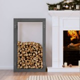 vidaXL Rastel Lemne Foc, Gri, 60x25x100cm, Lemn Masiv Pin - Suport Depozitare Interior Exterior, Uscare Eficienta