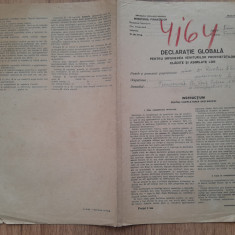Declaratie globala de impunere veche 1950 RPR Timis Torontal Min, de Finante