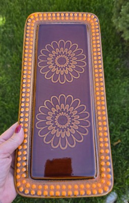 PLATOU VINTAGE DIN CERAMICĂ GLAZURATĂ, HERBOLZHEIM, ANII&amp;#039;60-70 foto