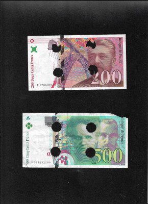 Set Franta 200 (1999) + 500 uzata (1995) francs franci anulate foto