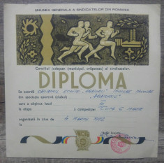 Diploma 1972, capitanului echipei Abatorul, Cupa 6 martie foto