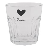 Cumpara ieftin Set 6 pahare sticla transparenta neagra Love 8x8 cm, 180 ml
