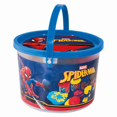Galetusa cu 4 borcanase de plastilina si accesorii de modelat spiderman foto