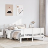 Cumpara ieftin Cadru de pat cu tăblie, alb, 120x190 cm, lemn masiv pin