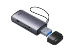 CARD READER extern Baseus Lite, interfata USB 3.0, citeste/scrie: SD, microSD viteza pana la 480Mbps, suporta carduri maxim 512 GB, metalic, gri &quot;WKQX
