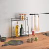 Raft condimente Metaltex Basalmico, 2 niveluri, negru, metal vopsit, 33x12x37 cm, rezistent la rugina