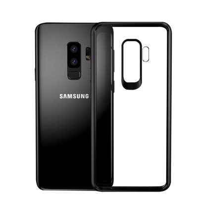 Husa Samsung Galaxy S9 Tpu Transparent cu margini colorate negru foto