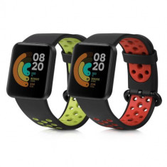 Set 2 curele kwmobile pentru Xiaomi Mi Watch Lite/Redmi Watch, Silicon, Negru/Multicolor, 54831.08