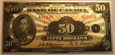 50 Dolari 1935 Bank of Canada bancnota polimer rara placata argint foto