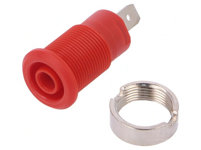 Soclu Banană 4mm Roșie 24A 1kV Nichelat