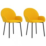 Cumpara ieftin Scaune de bucatarie, 2 buc., galben, catifea