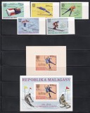 Madagascar 1975 - Jocurile Olimpice de Iarnă - Innsbruck, Serie NDT + Serie NDT PA + Coliță SOUVENIR NDT PA + Coliță DE LUX NDT PA, MNH