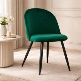 Scaun bucatarie/living, Artool, Bello, catifea verde, picioare metal negru, 46x42.5x76.5 cm