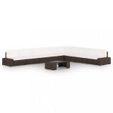 vidaXL Set mobilier de grădină cu perne, 9 piese, maro, poliratan