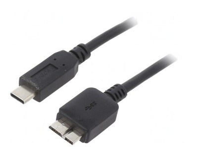 Cablu USB 3.0 Micro B la USB C 1m Negru foto