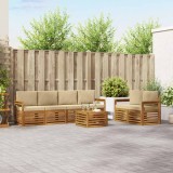 vidaXL Set de canapele de exterior cu pernă 7 pcs Natural și Bej 3374398