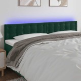 vidaXL Tăblie de pat cu LED, verde &icirc;nchis, 160x5x78/88 cm, catifea 3122103