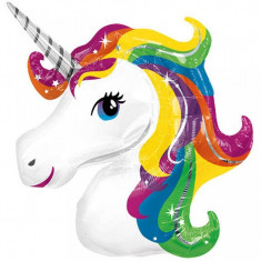 Balon din folie metalizata Rainbow Unicorn 83 x 73cm foto