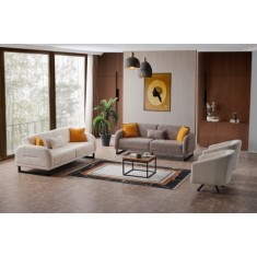 Set 3+1+1 SERRA TAPITERIE TEDDY GREIGE EXTENSIBIL