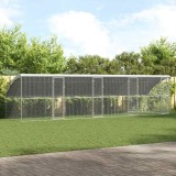 vidaXL Cușcă pentru pui Argintiu 800 x 200 x 198.5 cm Oțel galvanizat