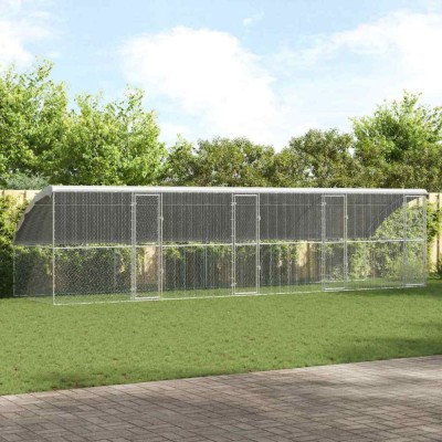 vidaXL Cușcă pentru pui Argintiu 800 x 200 x 198.5 cm Oțel Galvanizat 3368316 foto